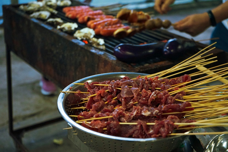 D烧烤准备食材